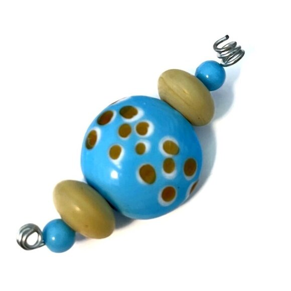 As Low As $2 Sky Blue & Matte Tan Handmade Lampwork Artisan Bead Mix (5) - Picture 1 of 2
